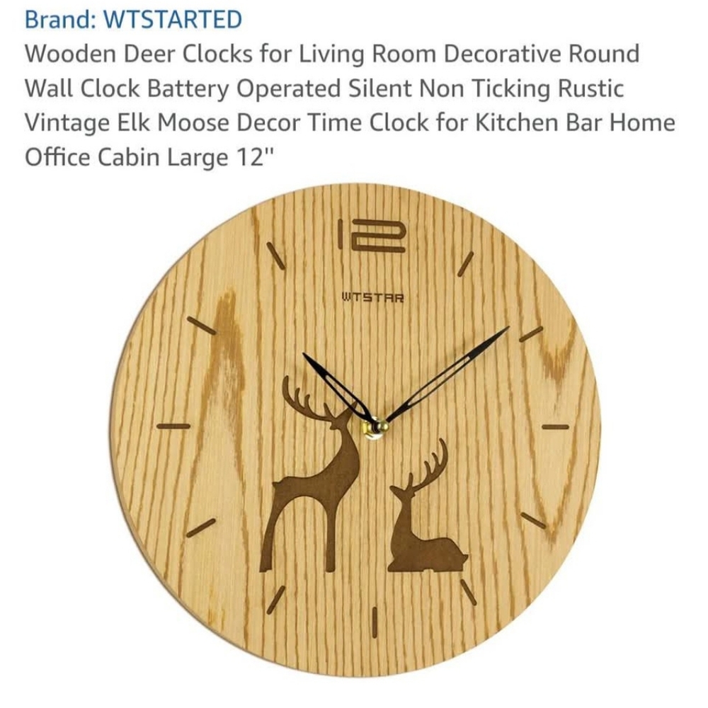 Wooden Deer Wall Clock - Brown